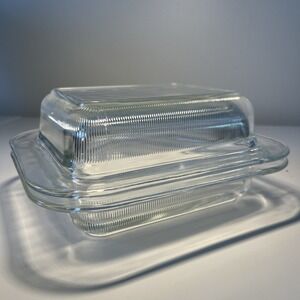 Vintage Rectangle Massimo & Lella Vignelli Heller Double Glass Lidded Dish Italy